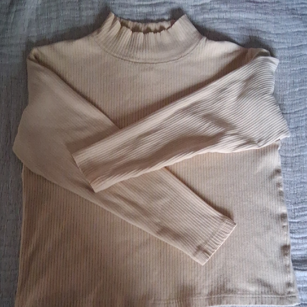 dressbarn Beige Ribbed Turtleneck Sweater
